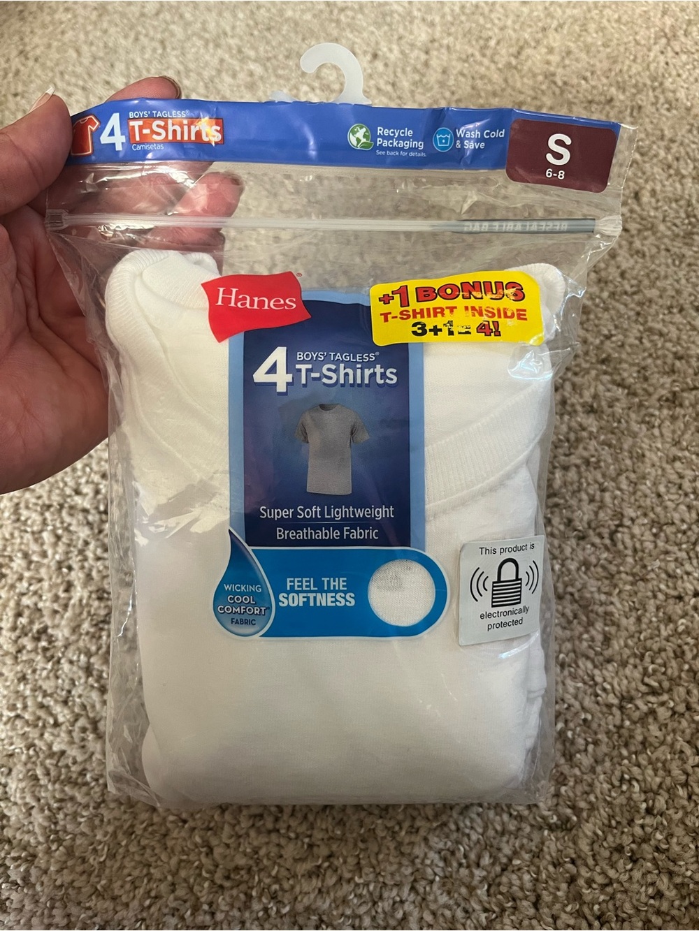 Hanes White Boys' Tagless T-Shirts - Pack of 4